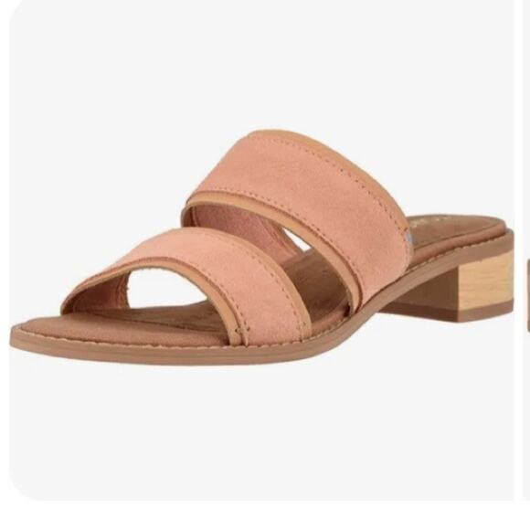 Toms Mariposa Suede Peach Nude Strap Sandals size 6 - Picture 1 of 8